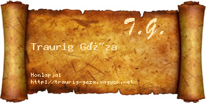 Traurig Géza névjegykártya